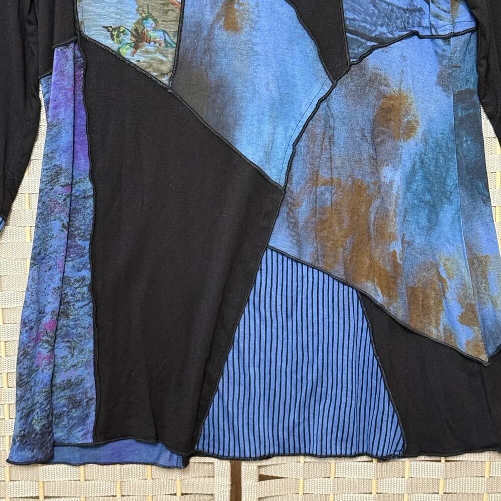 Parsley & Sage 3/4 Sleeve Knit Tunic Women’s M Blue Multi Media Patchwork Tee - Picture 4 of 8